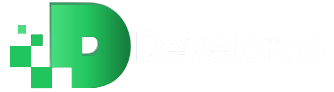 Develoroo logo in white on dark background – web and mobile app development agency